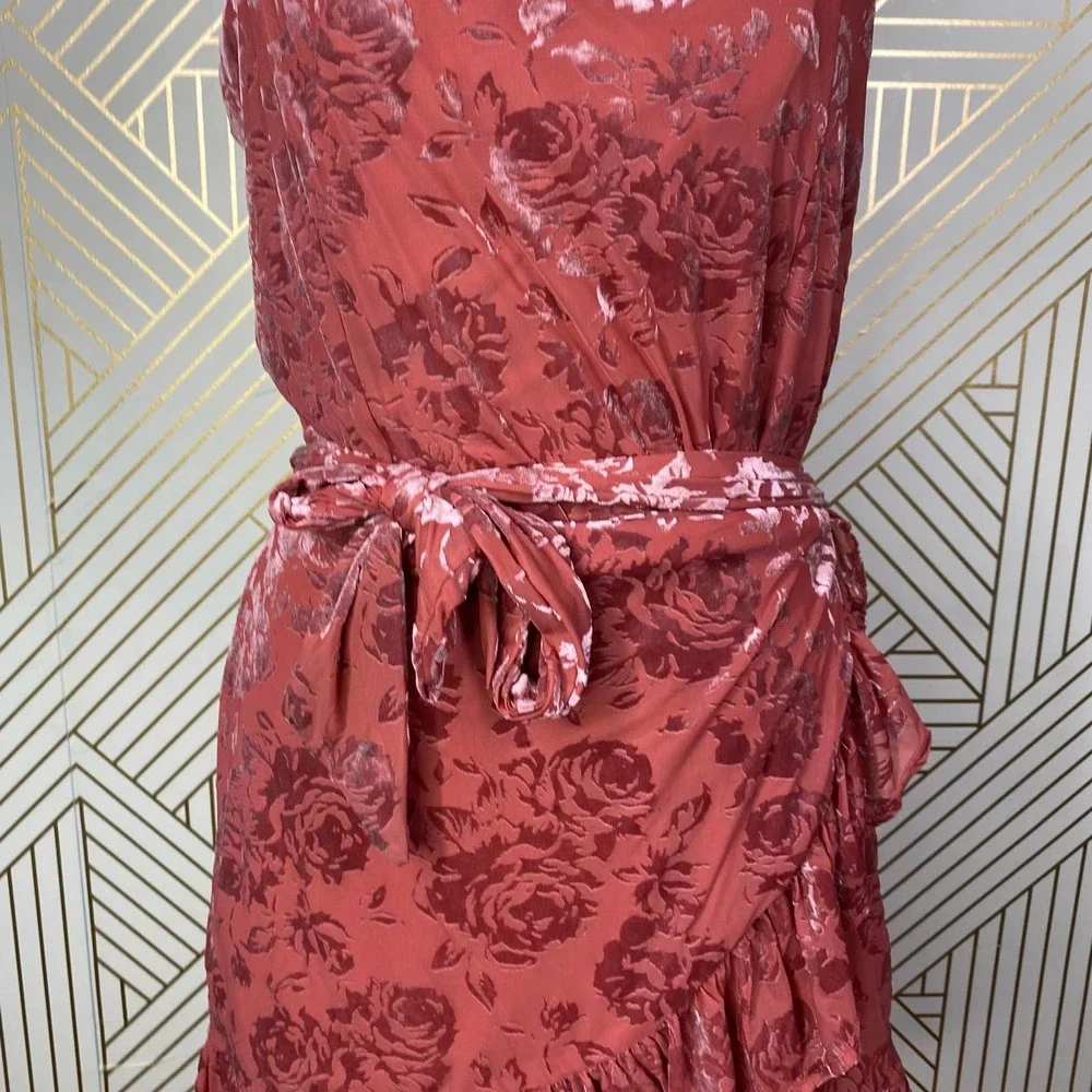 Free People Olivia Velvet Burnout Slip Dress Rose - Picture 8 of 12